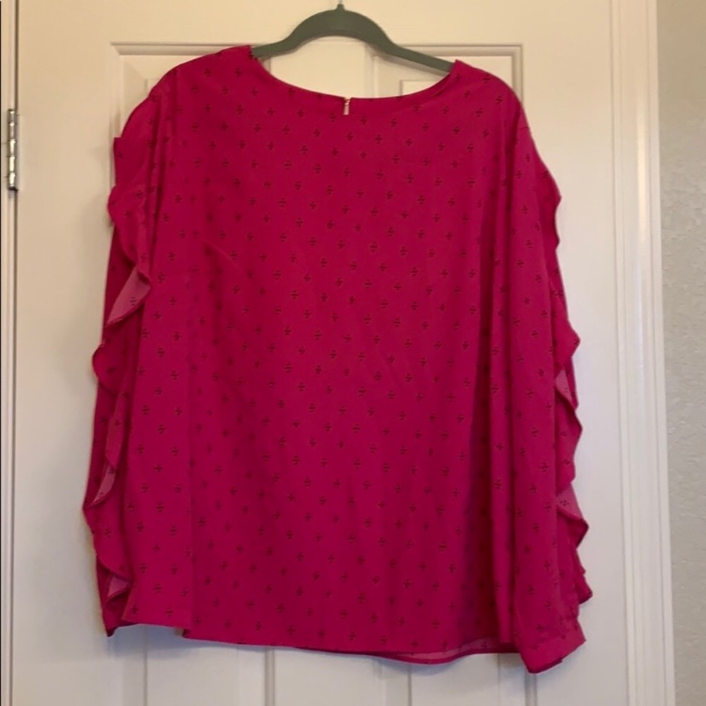 Ava&Viv bright pink ruffle sleeve blouse